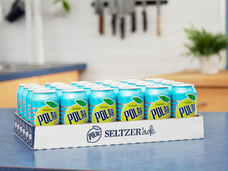 A box of selzer lemonade sitting on a counter.