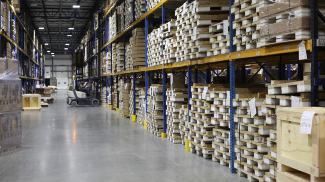 A warehouse full of pallets.