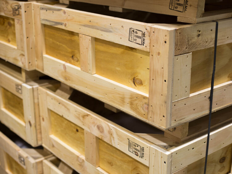 A stack of wooden crates.